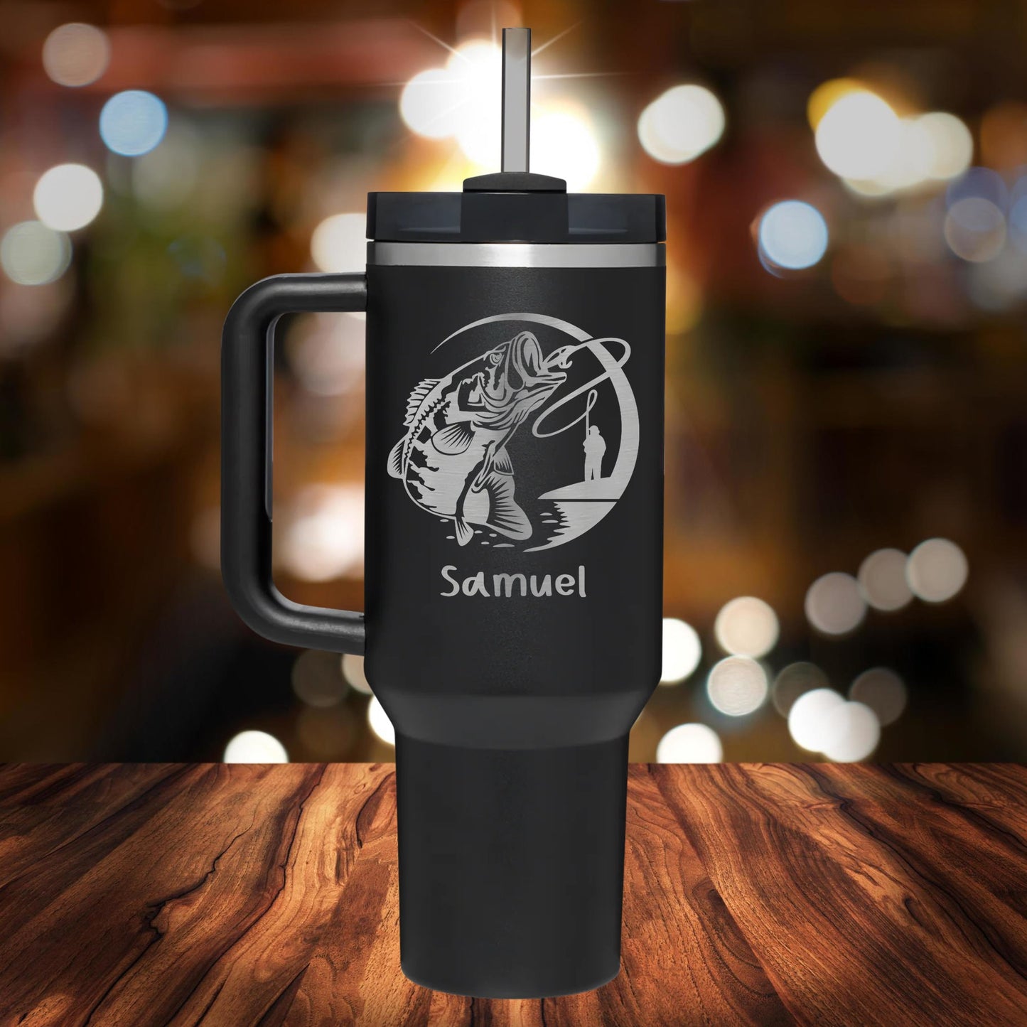 Personalized Fishing Handle Tumbler - Laser Engraved