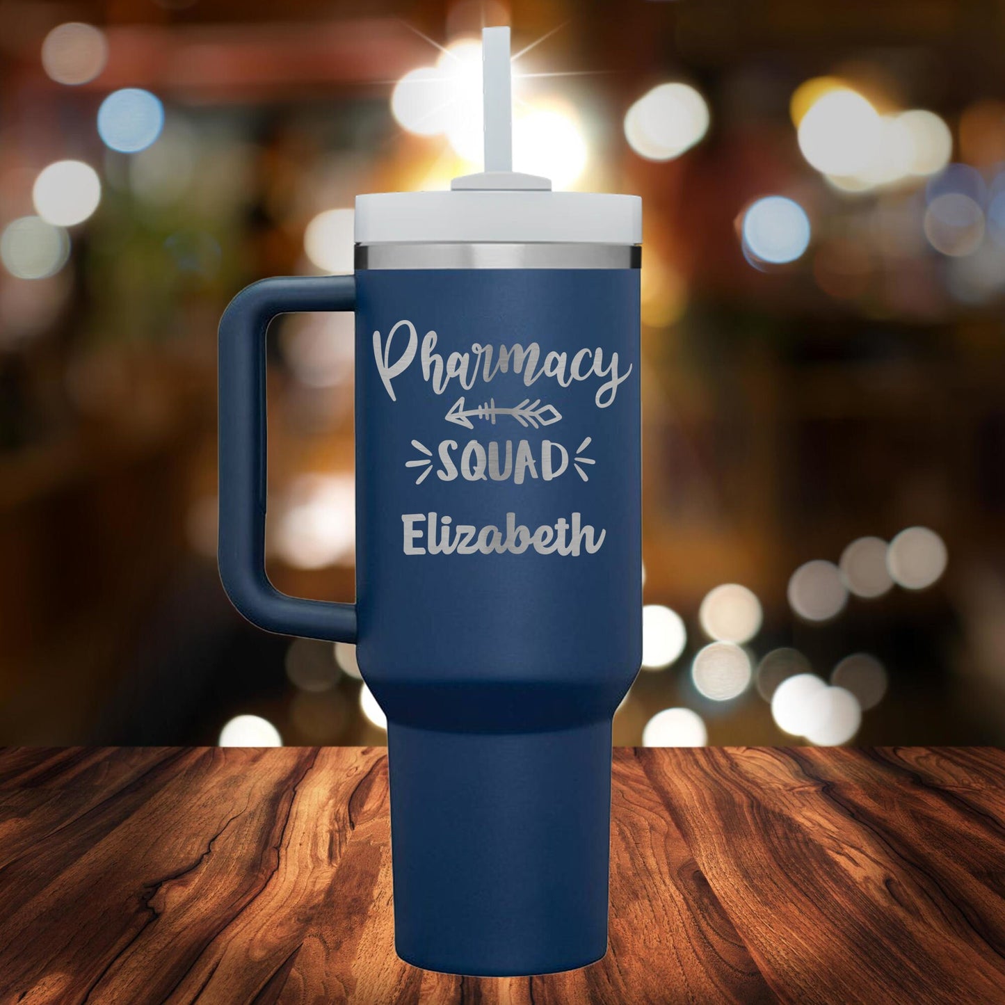 Personalized Pharmacy Squad Handle Tumbler - Laser Engraved