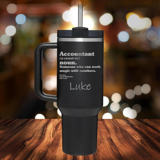 Personalized CPA Defintion Handle Tumbler - Laser Engraved