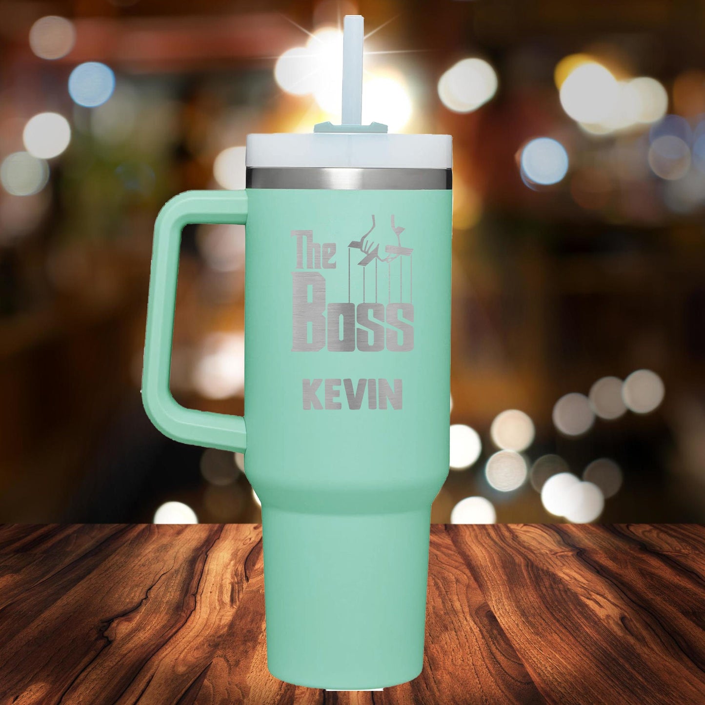 Personalized The Boss Puppet String Handle Tumbler - Laser Engraved