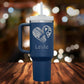 Personalized Cancer Heart Handle Tumbler - Laser Engraved