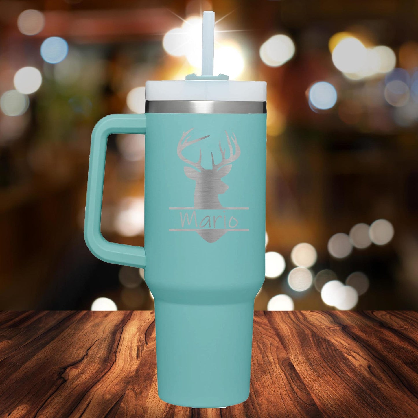 Personalized Hunter Split monogram Handle Tumbler - Laser Engraved