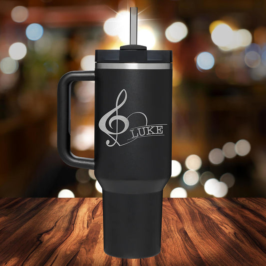 Personalized Musician Handle Tumbler - Laser Engraved