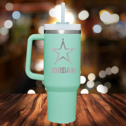 Personalized Sheriff Badge Handle Tumbler - Laser Engraved