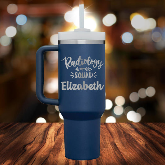 Personalized Radiology Squad Handle Tumbler - Laser Engraved