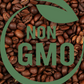 Adventure Dog Coffee Co. Non-GMO logo - Our commitment to using only non-genetically modified coffee beans in our roasting process ensures a natural and sustainable product for our customers.