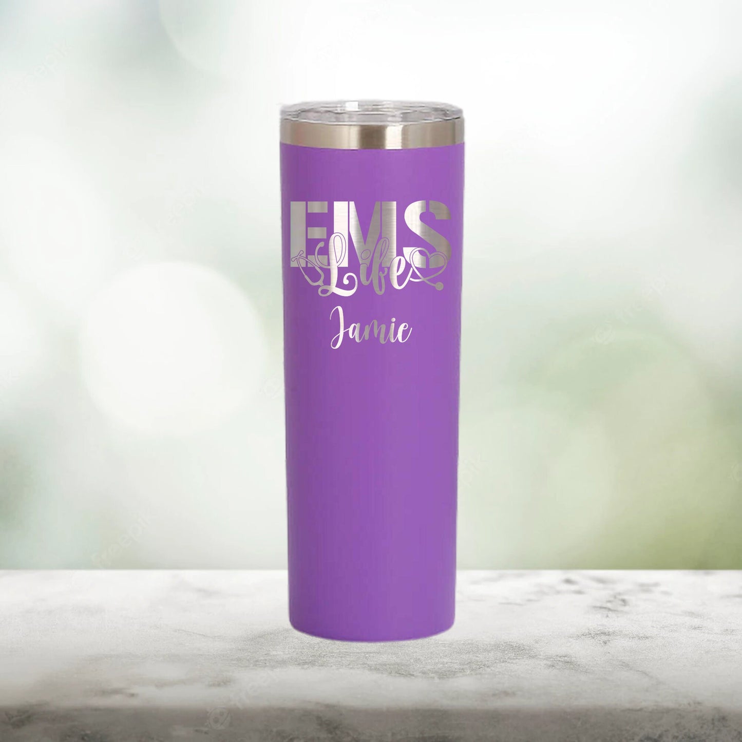 Personalized EMS Life Skinny Tumbler - Laser Engraved