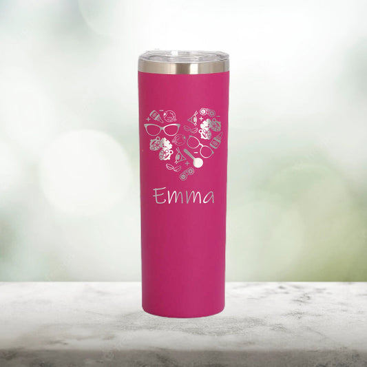 Personalized Optometrist Heart Skinny Tumbler - Laser Engraved