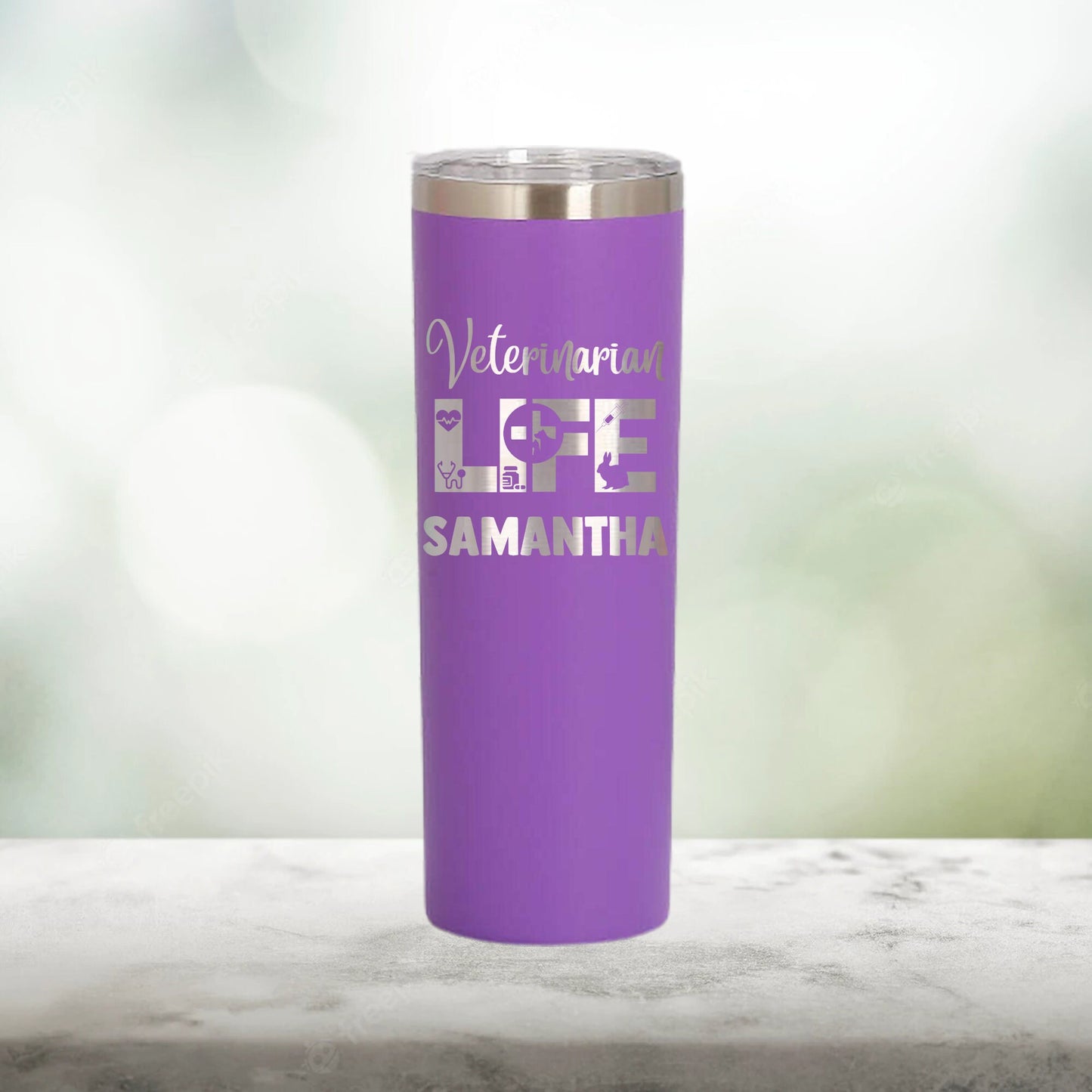 Personalized Veterinarian Life Skinny Tumbler - Laser Engraved