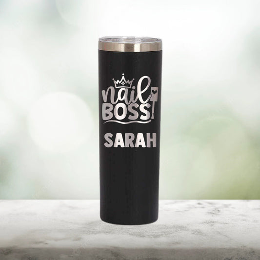 Personalized Nail Boss Skinny Tumbler - Laser Engraved