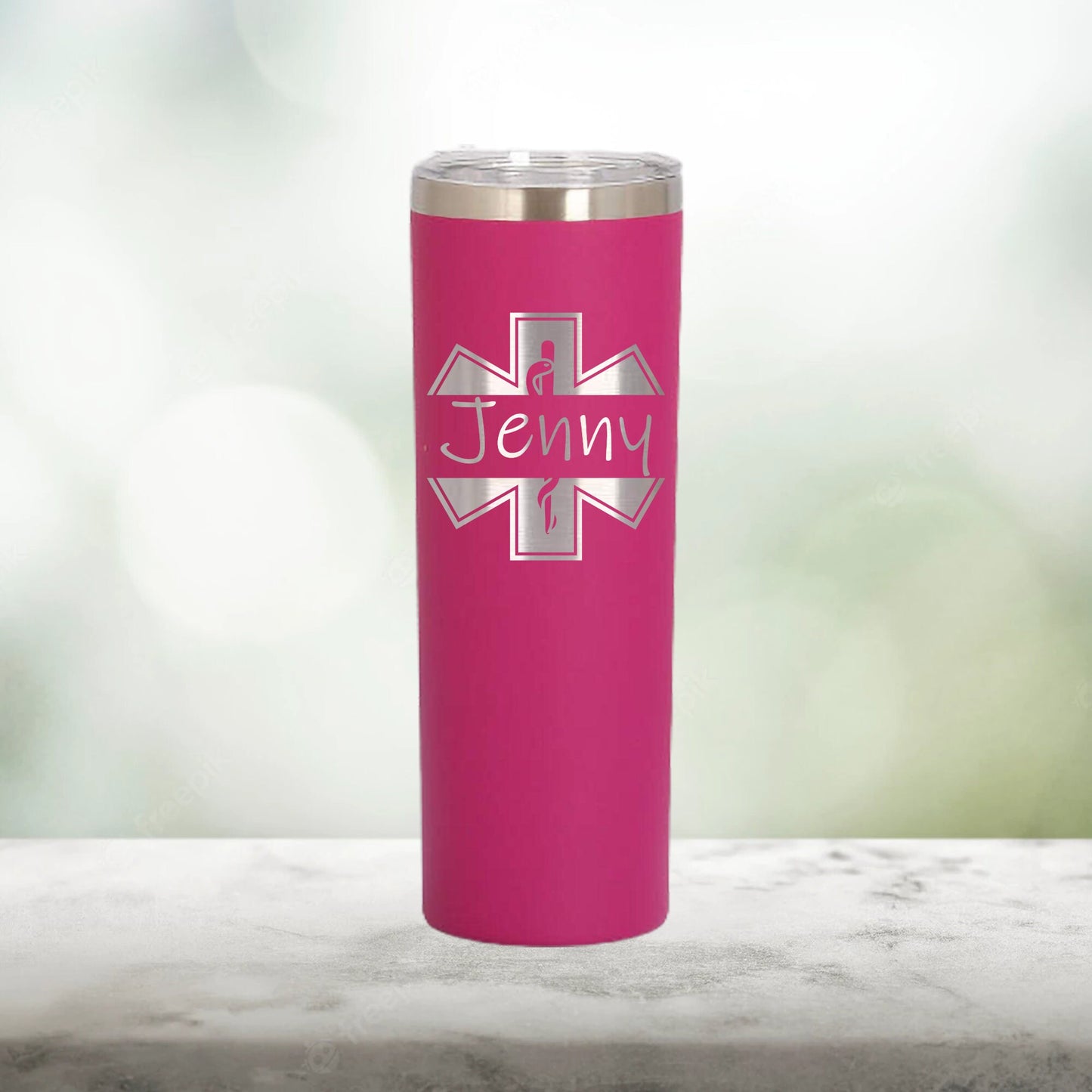 Personalized Paramedic Split Monogram Skinny Tumbler - Laser Engraved