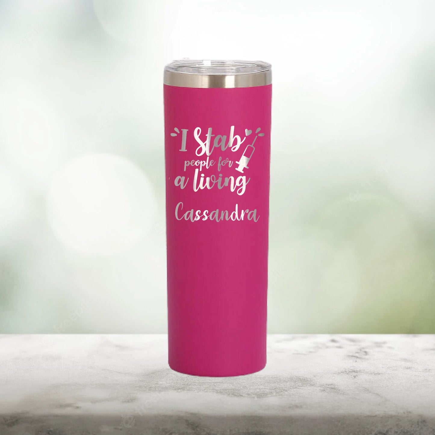 Personalized Phlebotomy Vein Whisperer Skinny Tumbler - Laser Engraved