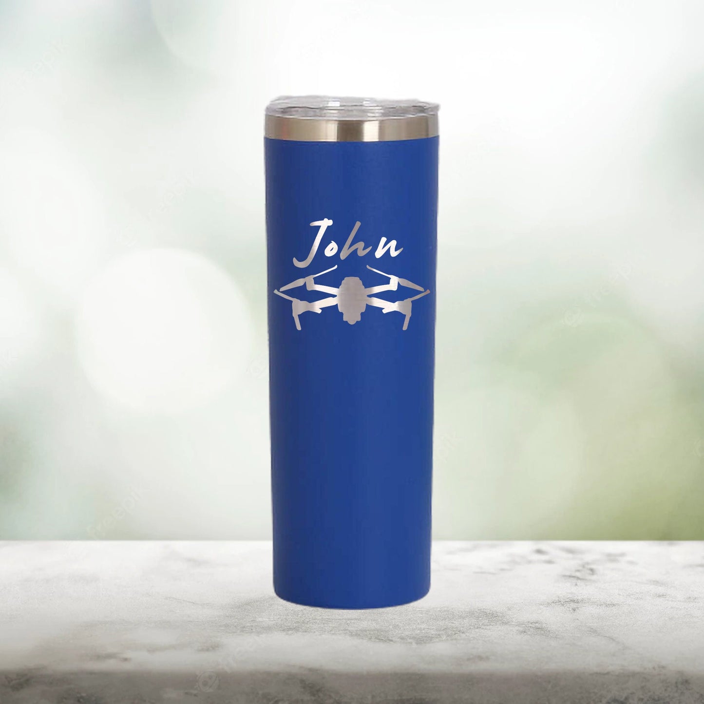 Personalized Drone Pilot Skinny Tumbler - Laser Engraved