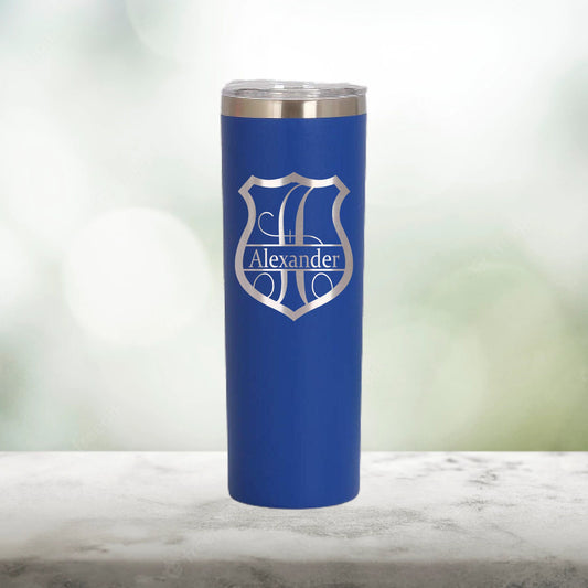 Personalized Police Badge Monogram Skinny Tumbler - Laser Engraved