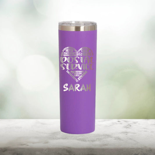 Personalized Post Office Characteristics Heart Skinny Tumbler - Laser Engraved