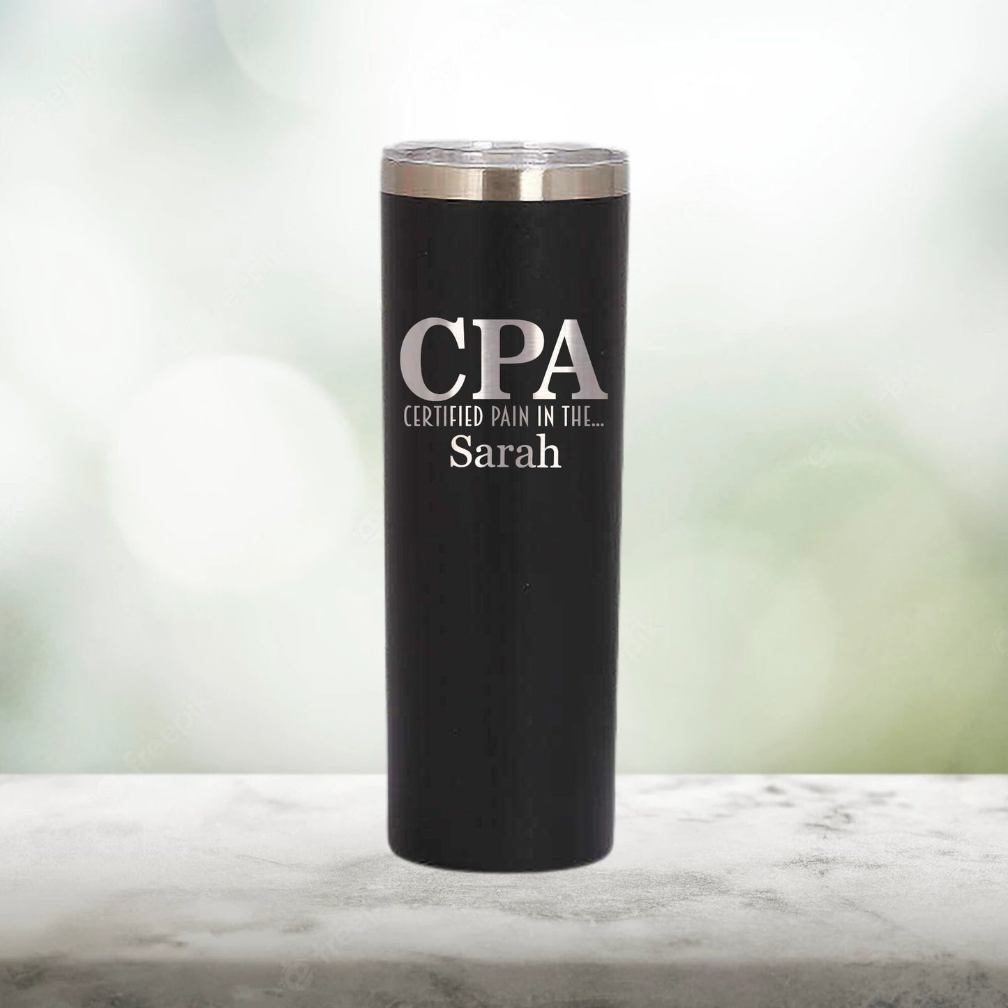 Personalized Accountant CPA Skinny Tumbler - Laser Engraved