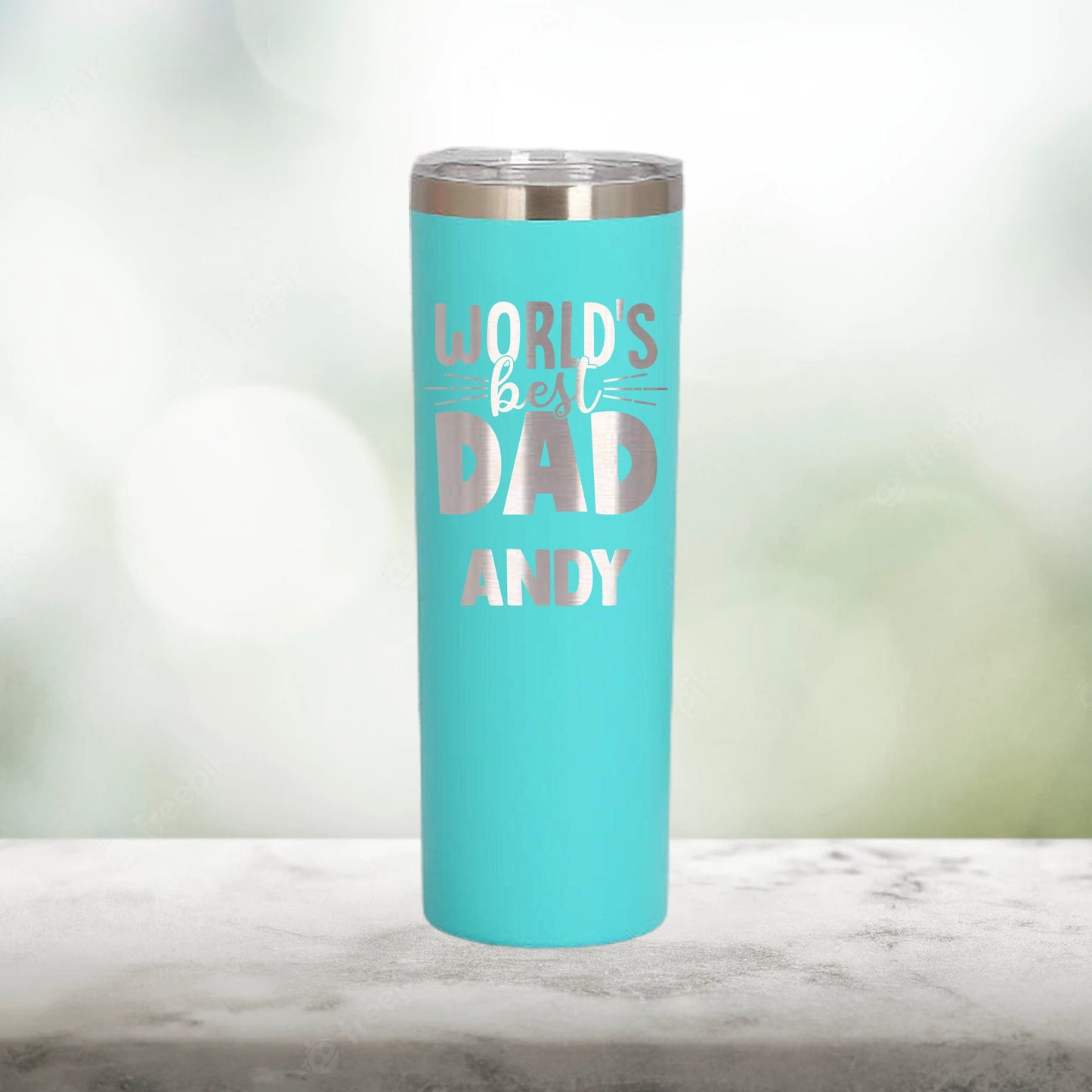 Personalized World's Best Dad Skinny Tumbler - Laser Engraved