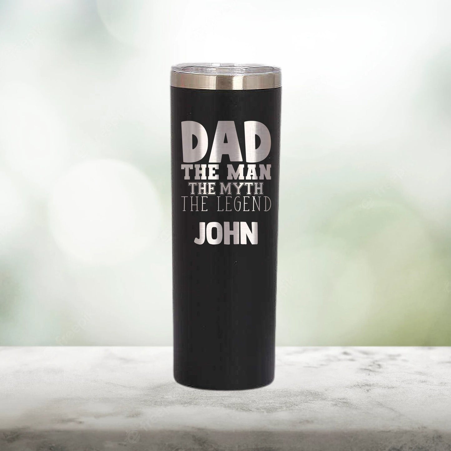 Personalized The Man, The Myth, The Legend Dad Skinny Tumbler - Laser Engraved