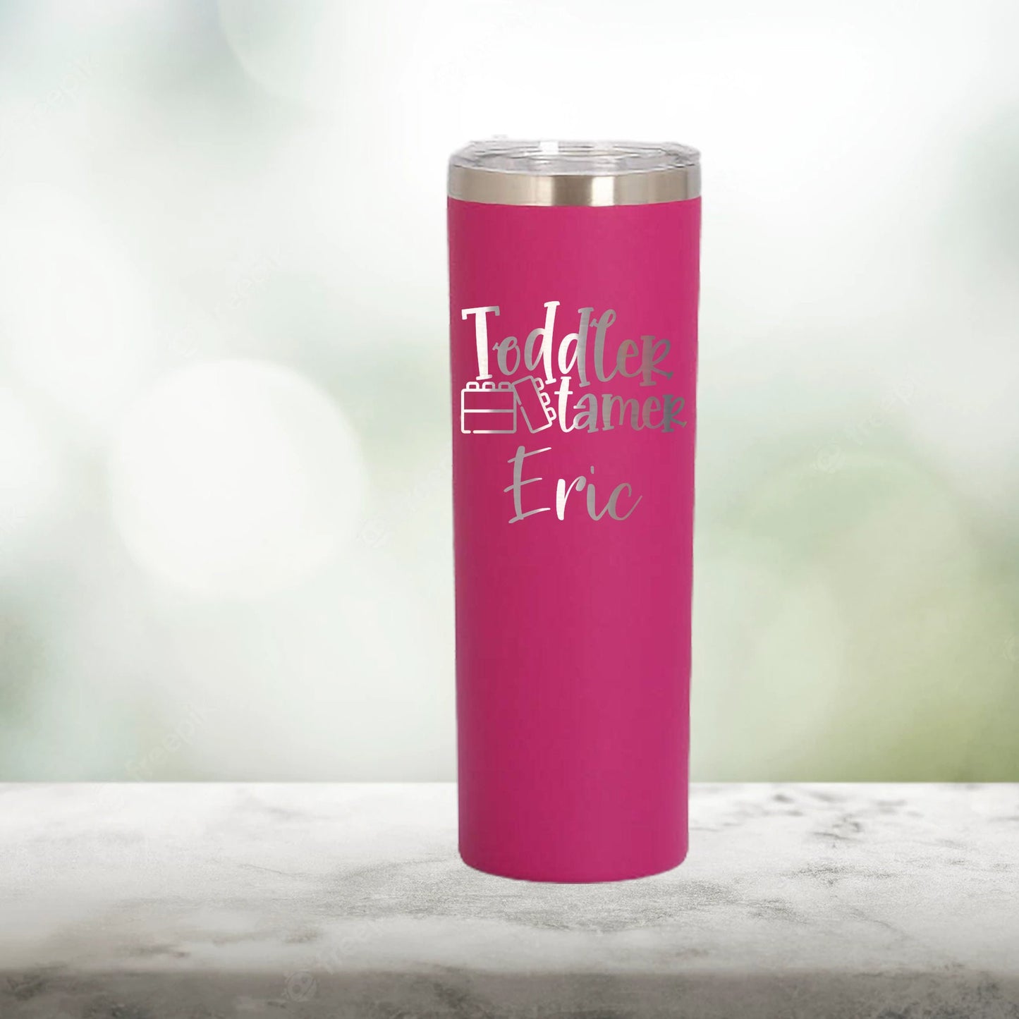 Personalized Toddler Tamer Daycare Skinny Tumbler - Laser Engraved