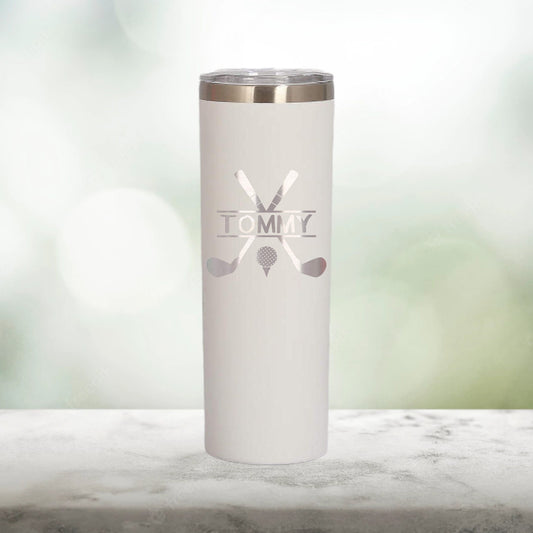 Personalized Golf Split Monogram Skinny Tumbler - Laser Engraved