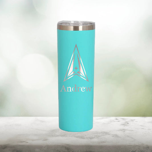 Personalized Space Force Skinny Tumbler - Laser Engraved