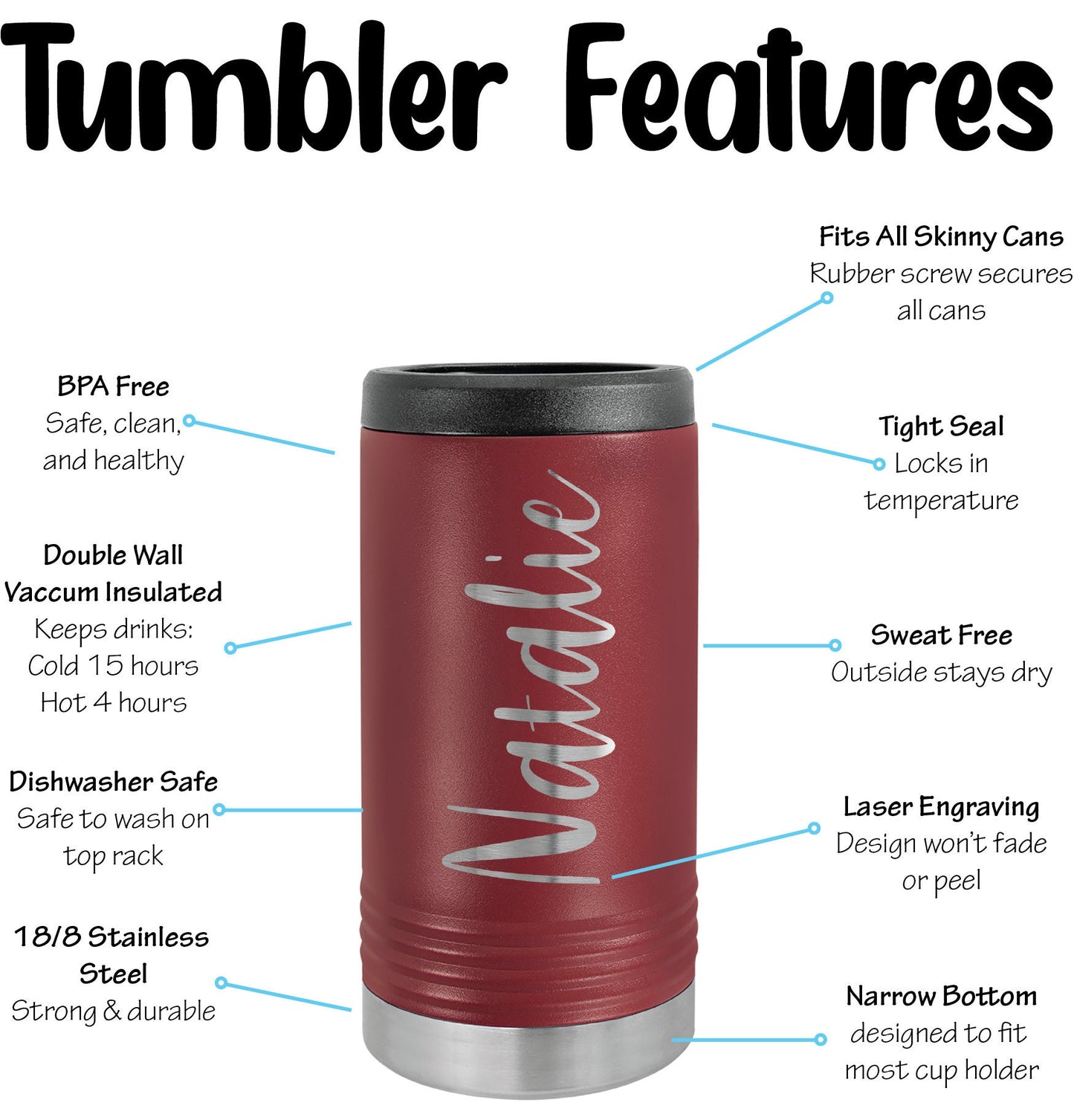 Personalized Pride Heart Skinny Can Cooler - Laser Engraved