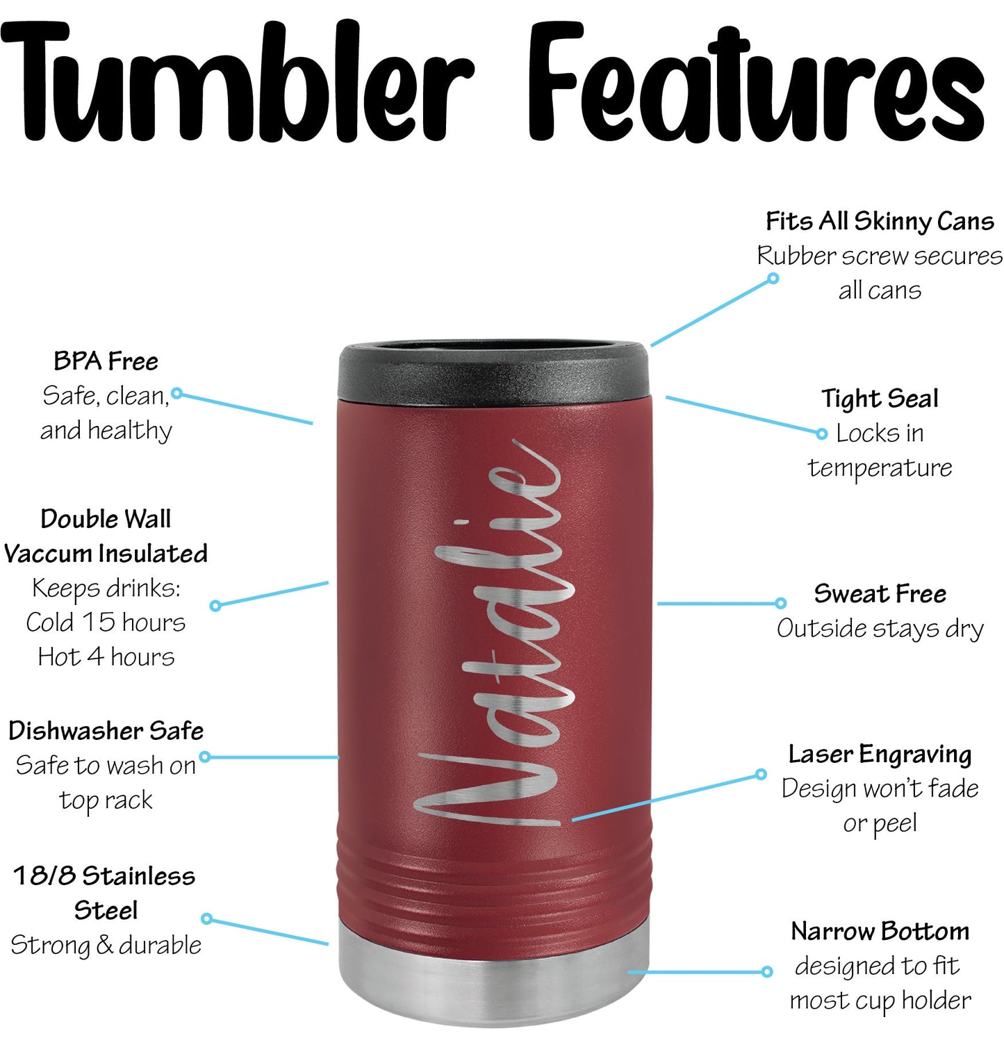Personalized Groomsmen Groom Squad Skinny Can Cooler - Laser Engraved