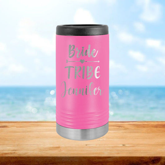 Personalized Bride Tribe Bridesmaid Skinny Can Cooler - Laser Engraved