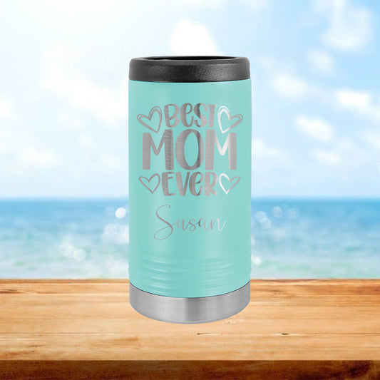 Personalized Best Mom Ever Skinny Can Cooler - Laser Engraved