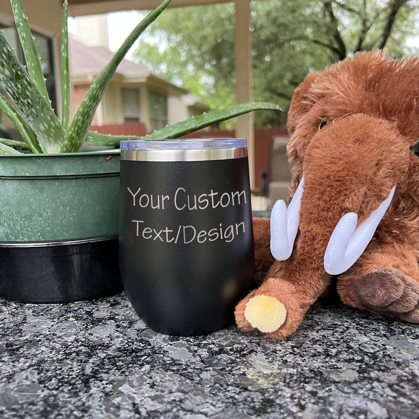 Personalized Day Drinking in the Pool is my Happy Place Wine Tumbler - Laser Engraved