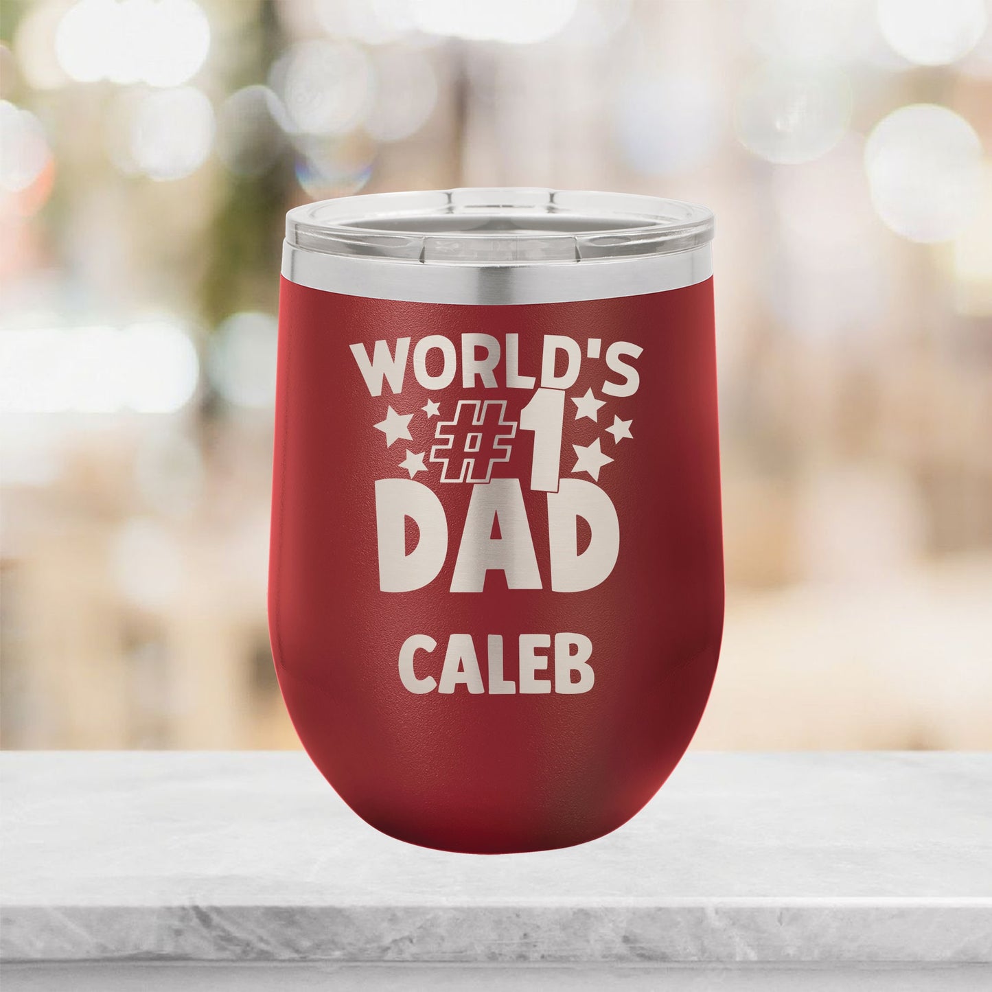 Personalized World's #1 Dad Wine Tumbler - Laser Engraved