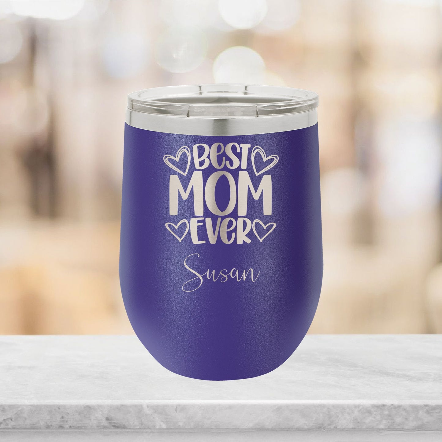 Personalized Best Mom Ever Wine Tumbler - Laser Engraved