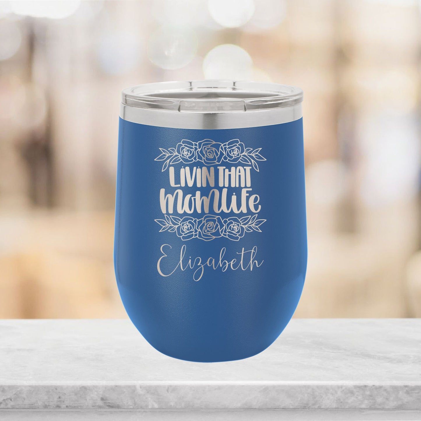 Personalized Living that Mom Life Wine Tumbler - Laser Engraved