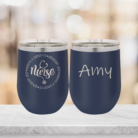 Personalized Nurse Characteristics Wine Tumbler - Laser Engraved