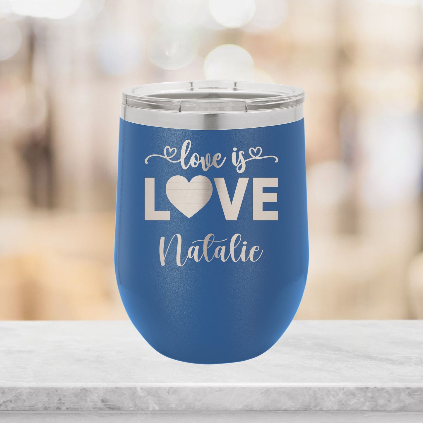 Personalized Love is Love Pride Wine Tumbler - Laser Engraved