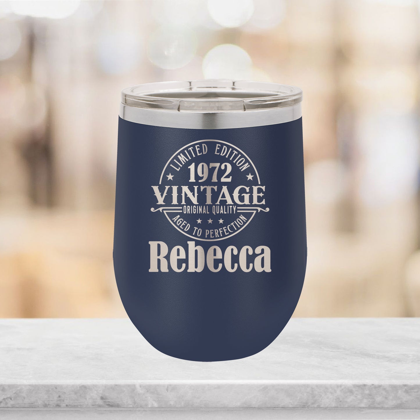 Personalized Vintage Wine Tumbler - Laser Engraved