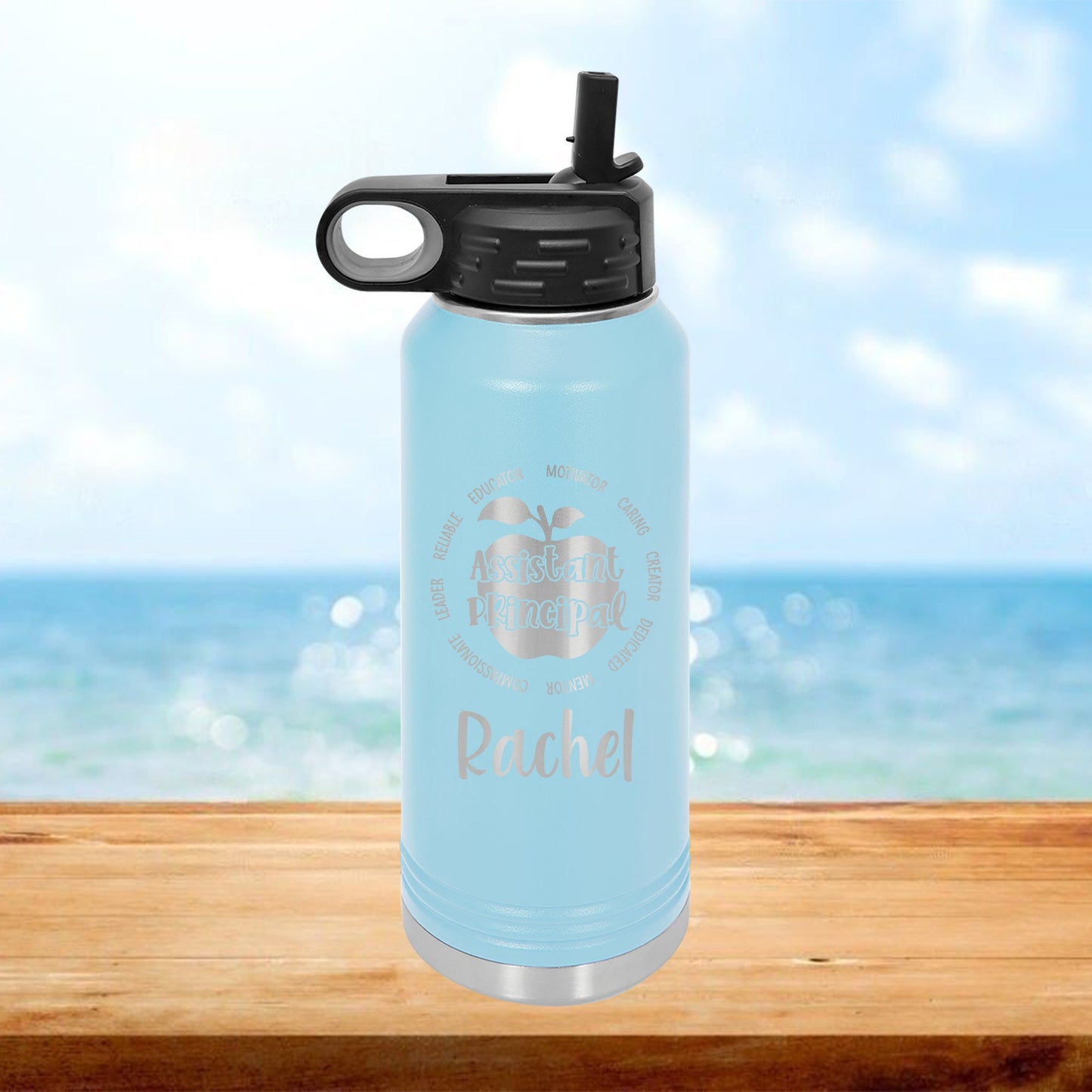 Personalized Assistant Principal Apple Water Bottle - Laser Engraved