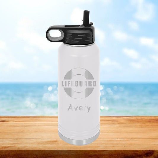 Personalized Lifebuoy Lifeguard Water Bottle - Laser Engraved