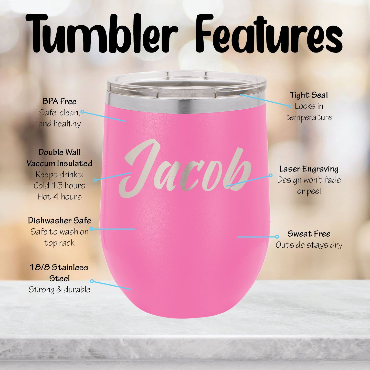 Personalized Day Drinking at the Camper is my Happy Place Vacation Wine Tumbler - Laser Engraved