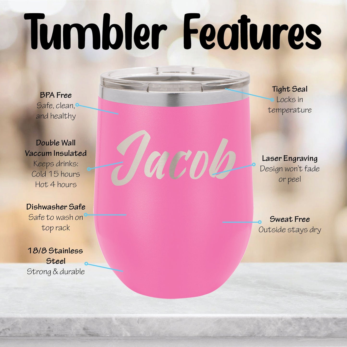 Personalized Wine is Life Wine Tumbler - Laser Engraved