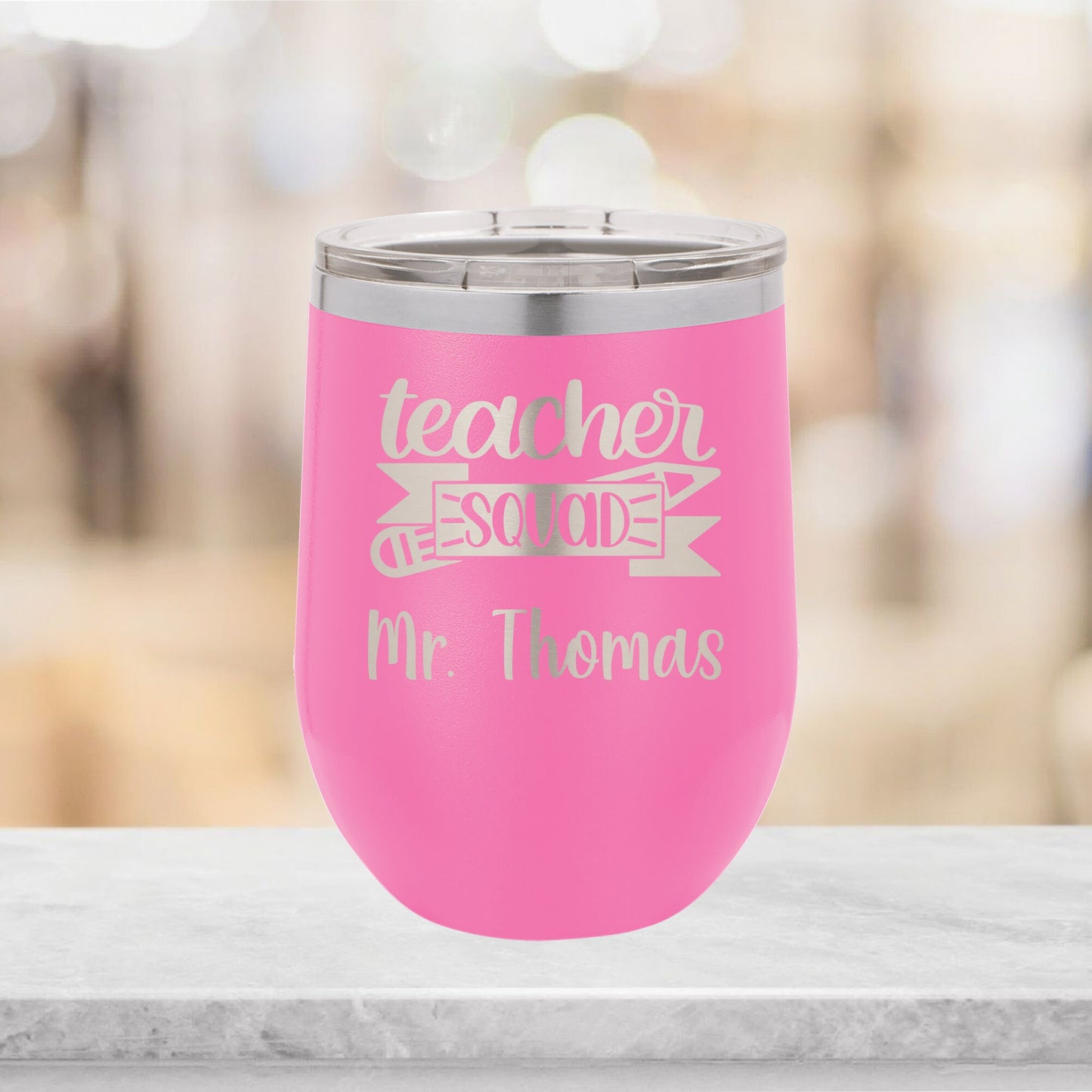 Personalized Teacher Squad Wine Tumbler - Laser Engraved