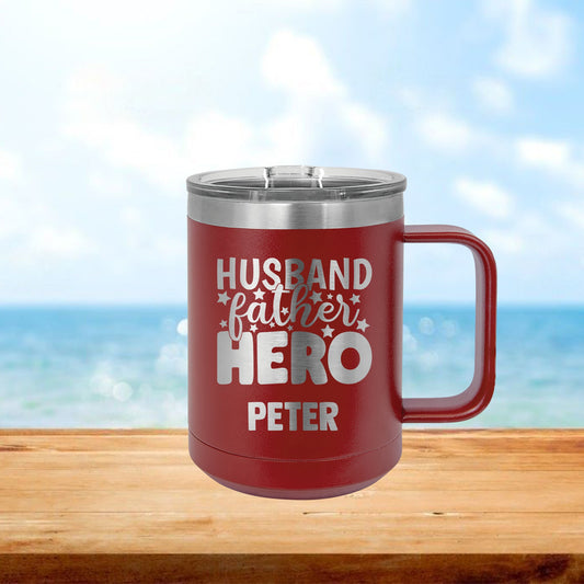 Personalized Husband, Father, Hero Coffee Mug Tumbler - Laser Engraved