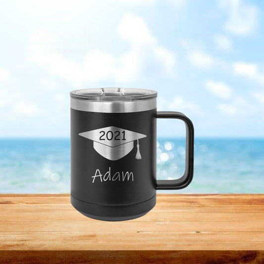 Personalized Graduation Cap Coffee Mug Tumbler - Laser Engraved