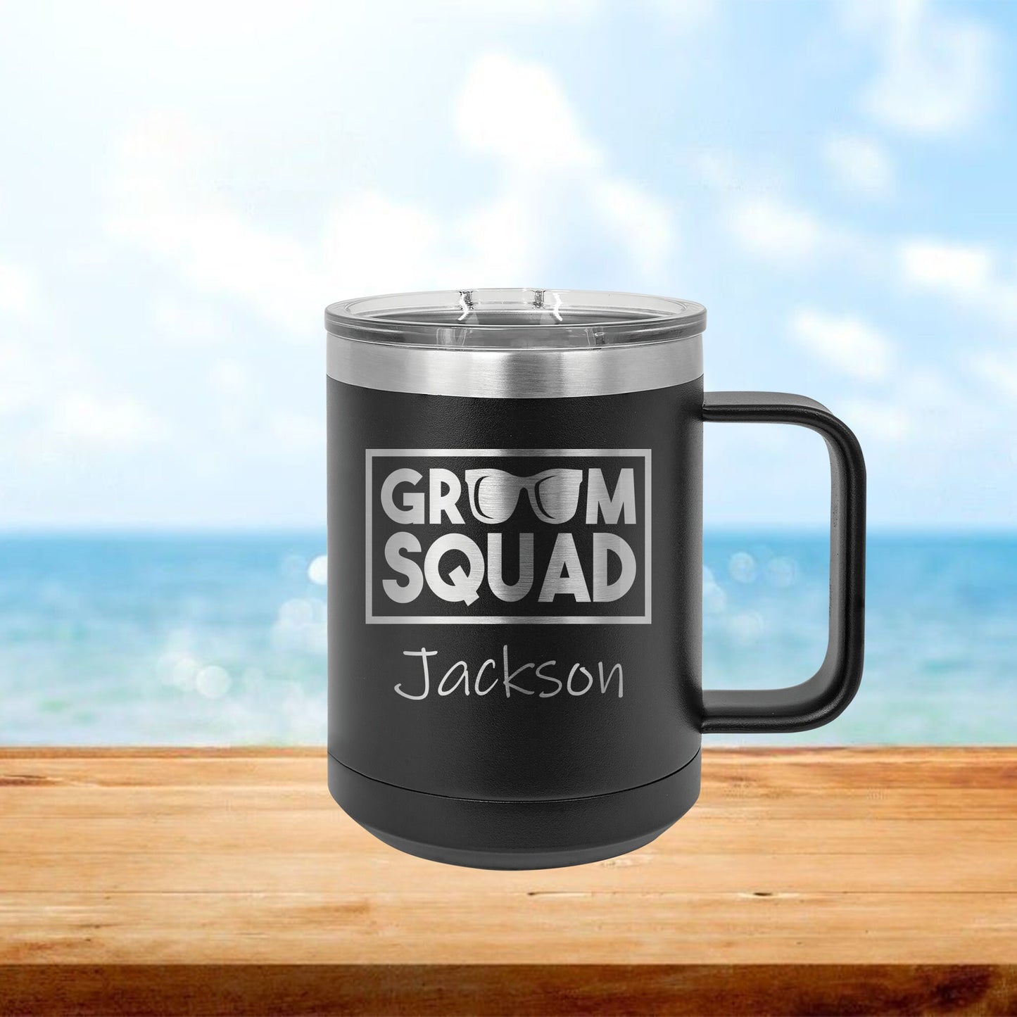 Personalized Groom Coffee Mug Tumbler - Laser Engraved