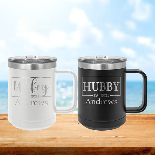 Personalized Mr. and Mrs. Coffee Mug Tumbler - Laser Engraved