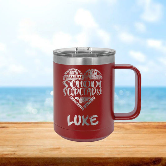 Personalized Secretary Heart Coffee Mug Tumbler - Laser Engraved