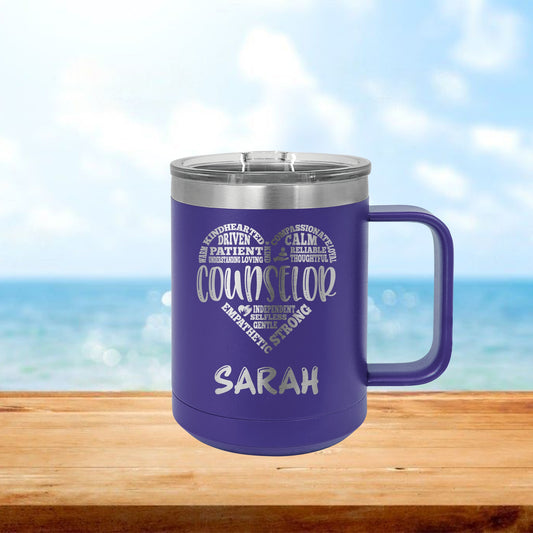 Personalized Counselor Heart Coffee Mug Tumbler - Laser Engraved