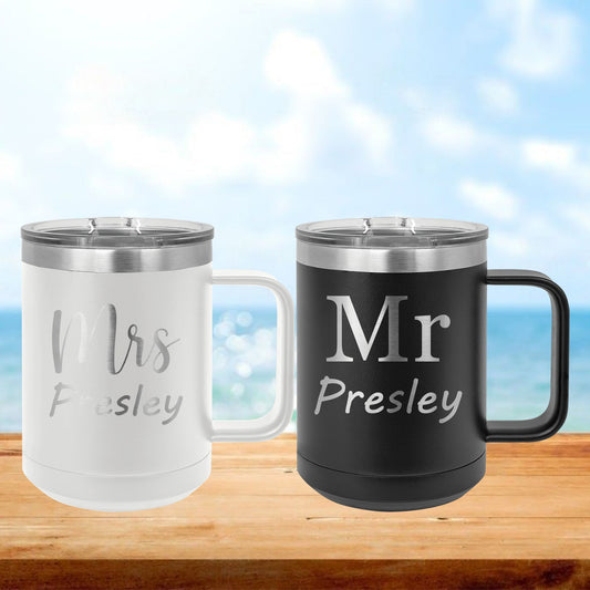 Personalized Hubby and Wifey Coffee Mug Tumbler - Laser Engraved