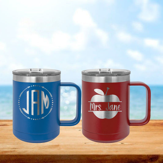 Personalized Monogram Coffee Mug Tumbler - Laser Engraved