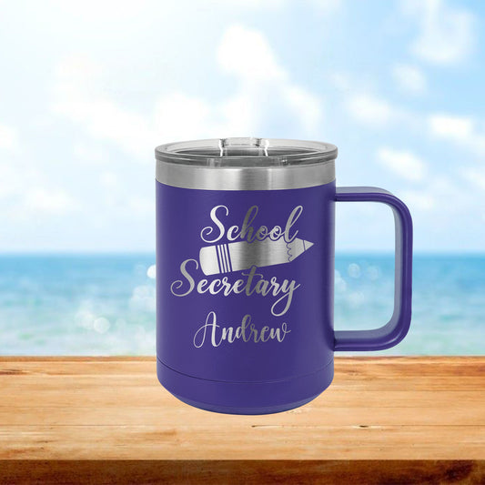 Personalized School Secretary Pencil Coffee Mug Tumbler - Laser Engraved